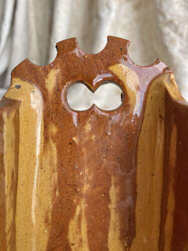 A 19th century antique Yorkshire folk art slipware pottery model of a lambing chair