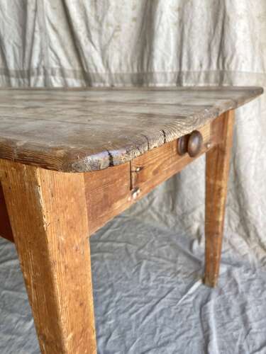 An antique late 19th century pine scrub top kitchen prep table