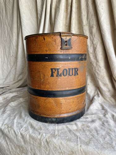 A charming large Victorian antique toleware flour bin