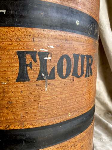 A charming large Victorian antique toleware flour bin