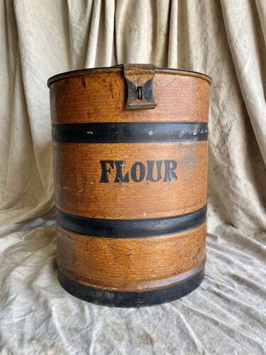 A charming large Victorian antique toleware flour bin