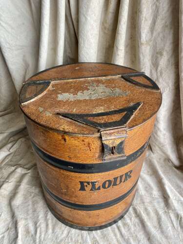 A charming large Victorian antique toleware flour bin