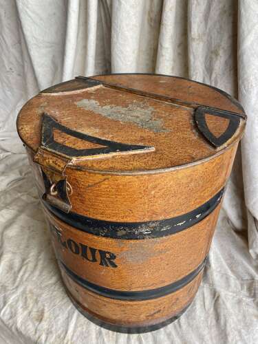 A charming large Victorian antique toleware flour bin