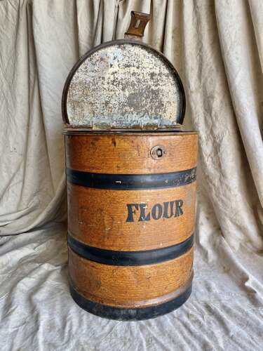 A charming large Victorian antique toleware flour bin