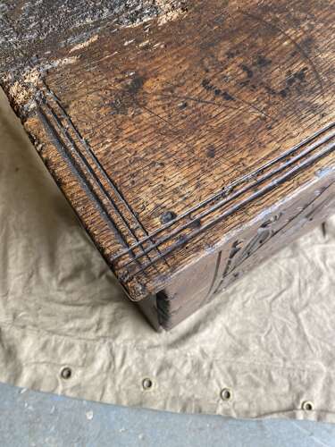 An English 17th century King Charles II antique six plank oak boarded chest