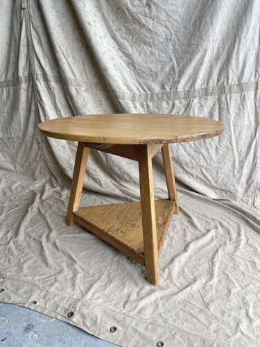 An uncommon Irish 19th century antique pine tavern cricket table