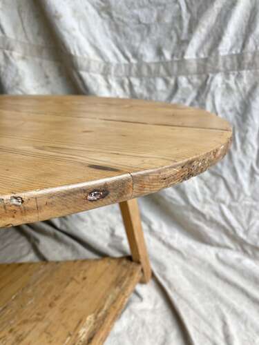 An uncommon Irish 19th century antique pine tavern cricket table