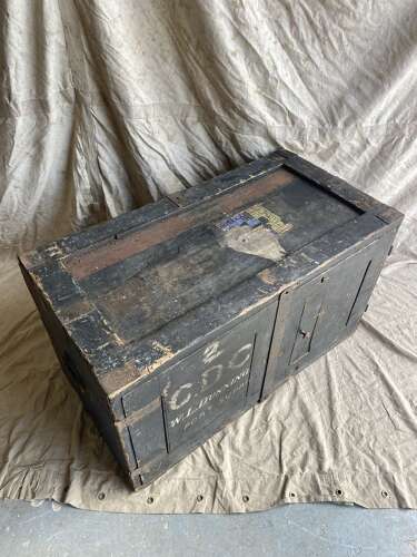An interesting pair of late 19th century antique pine campaign packing case cupboards