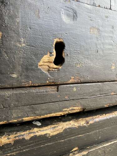 An interesting pair of late 19th century antique pine campaign packing case cupboards