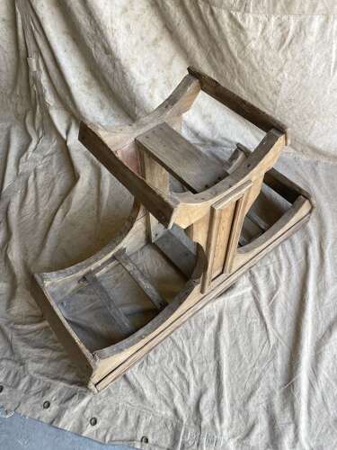 An antique rare Scottish 19th century pine whisky barrel stand with oak barrels