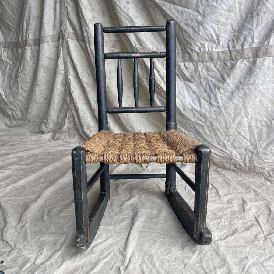 An unusual and rare antique 19th century vernacular Irish Sugan rocking chair