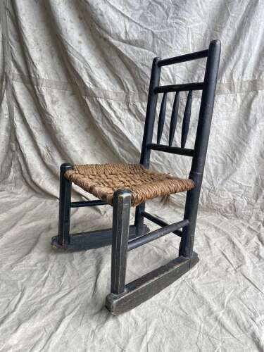 An unusual and rare antique 19th century vernacular Irish Sugan rocking chair