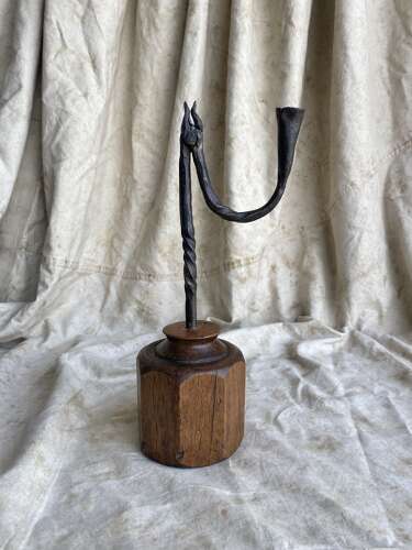 An antique 18th century Welsh wrought iron rushlight