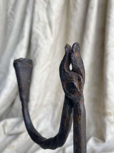 An antique 18th century Welsh wrought iron rushlight