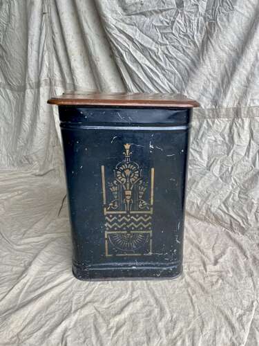 A large 19th century antique toleware shop tea bin caddy