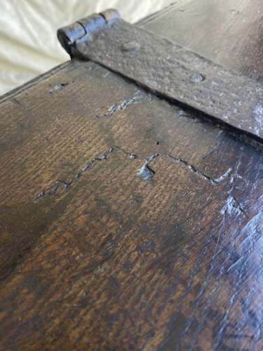 A rare Elizabeth I 16th century antique West Country boarded oak chest