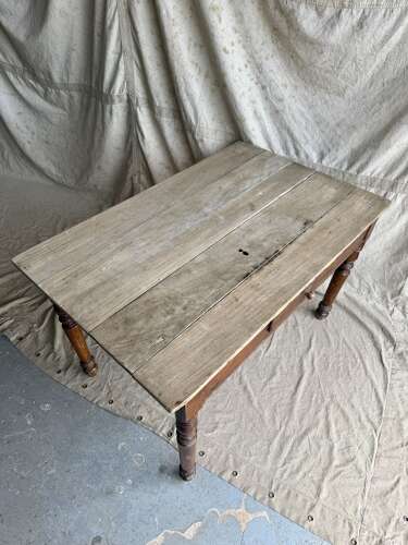A rustic antique late 19th century French pine kitchen prep table
