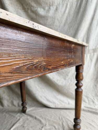 A rustic antique late 19th century French pine kitchen prep table