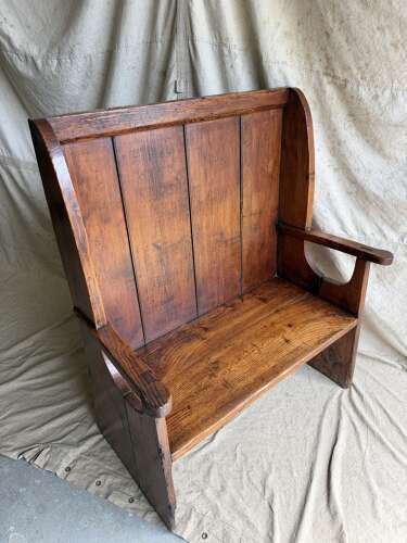 A Georgian Welsh antique pitch pine settle