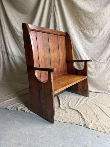 A Georgian Welsh antique pitch pine settle