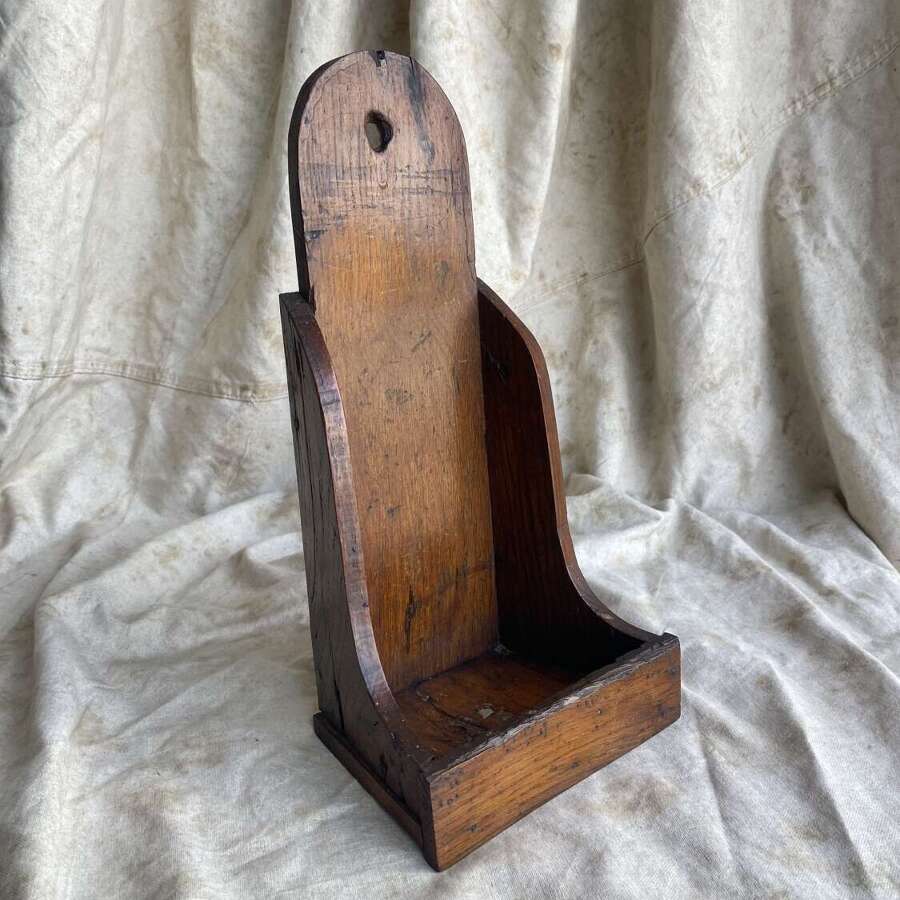 A primitive early 19th century antique Welsh vernacular oak candle / soap box