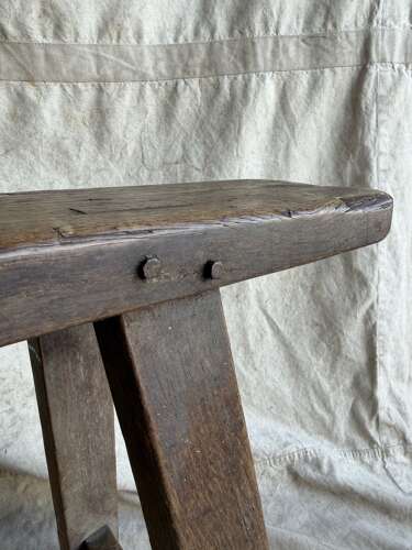A late 19th century antique French oak six foot long bench