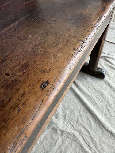 A Georgian Welsh antique elm and pine settle in original painted finish