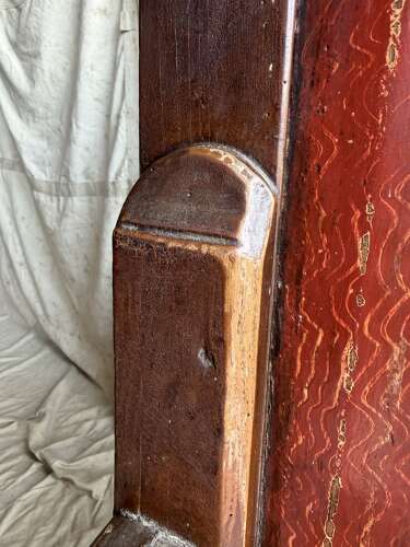 A Georgian Welsh antique elm and pine settle in original painted finish