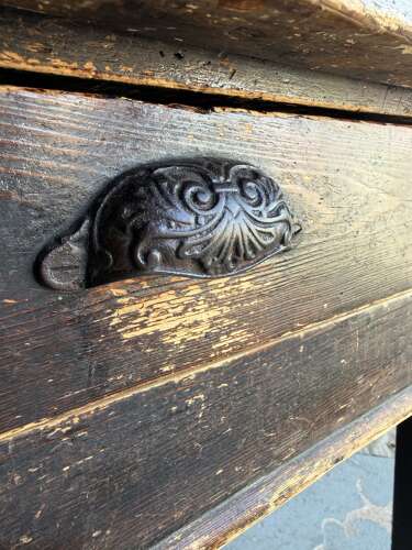 An impressive Victorian 8ft antique English pine kitchen harvest table