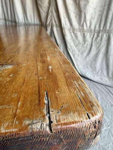 An impressive Victorian 8ft antique English pine kitchen harvest table