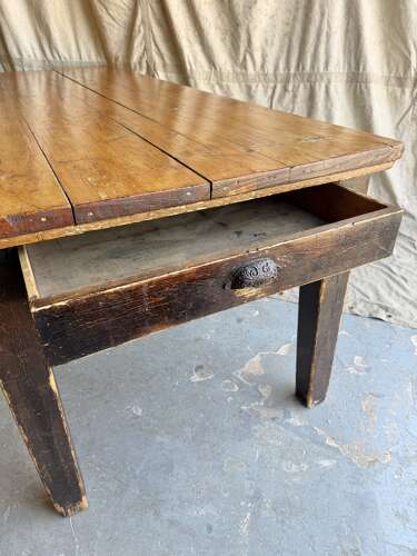 An impressive Victorian 8ft antique English pine kitchen harvest table
