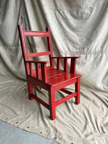 A 19th century antique painted pine Irish vernacular deep seat armchair