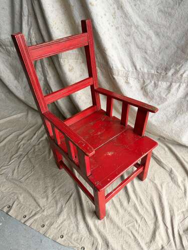 A 19th century antique painted pine Irish vernacular deep seat armchair