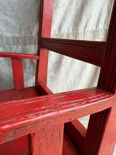 A 19th century antique painted pine Irish vernacular deep seat armchair