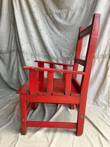 A 19th century antique painted pine Irish vernacular deep seat armchair