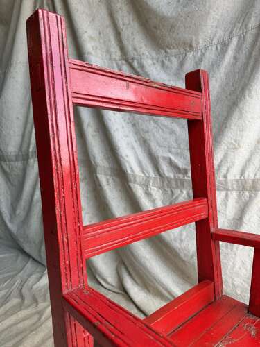A 19th century antique painted pine Irish vernacular deep seat armchair