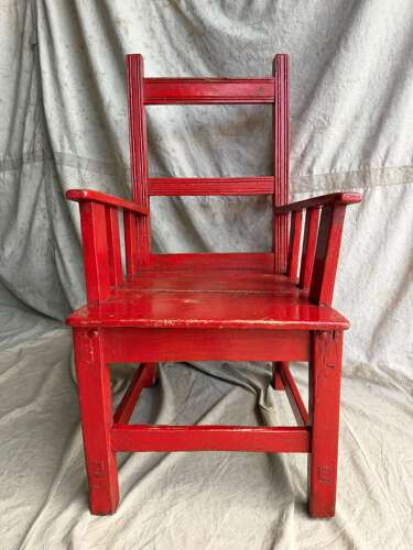 A 19th century antique painted pine Irish vernacular deep seat armchair