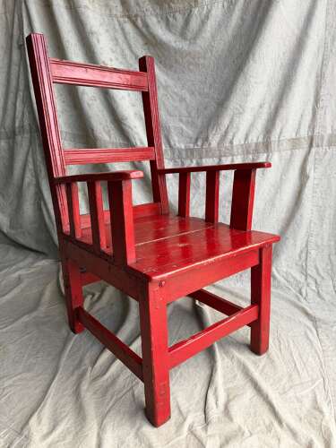 A 19th century antique painted pine Irish vernacular deep seat armchair