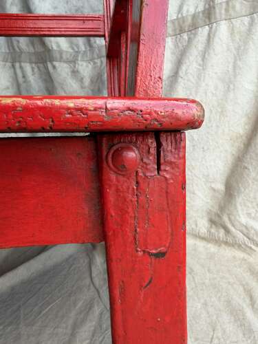 A 19th century antique painted pine Irish vernacular deep seat armchair