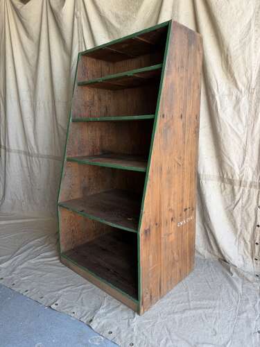 A large WW2 era 1940s vintage heavy duty pine shop display unit