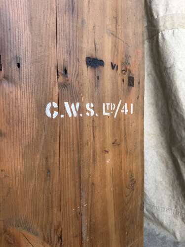 A large WW2 era 1940s vintage heavy duty pine shop display unit