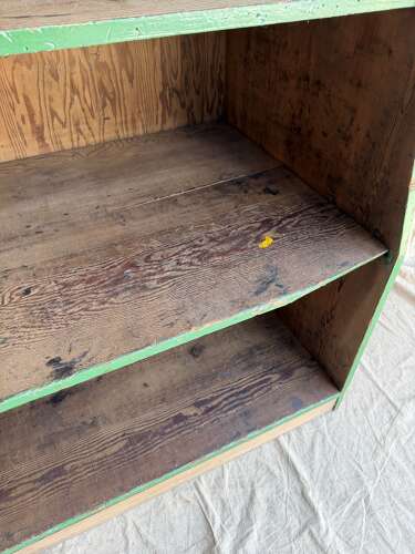 A large WW2 era 1940s vintage heavy duty pine shop display unit