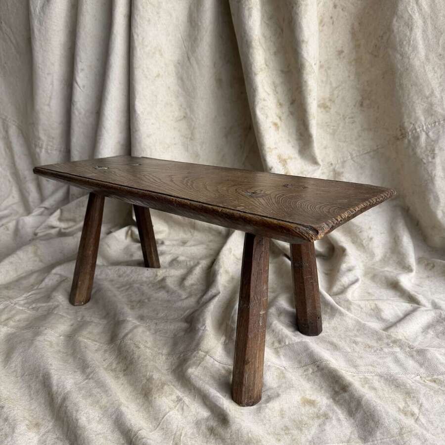 A rare Welsh primitive Georgian antique vernacular elm hearth stool