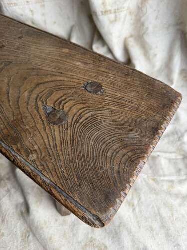 A rare Welsh primitive Georgian antique vernacular elm hearth stool