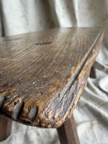 A rare Welsh primitive Georgian antique vernacular elm hearth stool