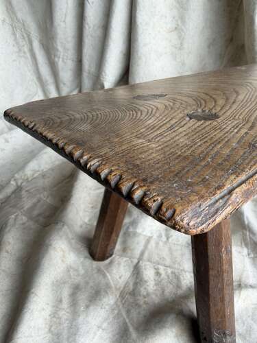 A rare Welsh primitive Georgian antique vernacular elm hearth stool