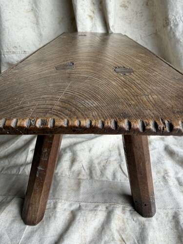 A rare Welsh primitive Georgian antique vernacular elm hearth stool