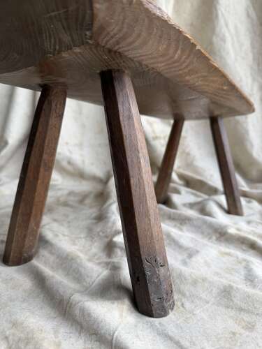A rare Welsh primitive Georgian antique vernacular elm hearth stool