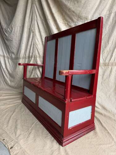A traditional Welsh 19th century antique painted box settle