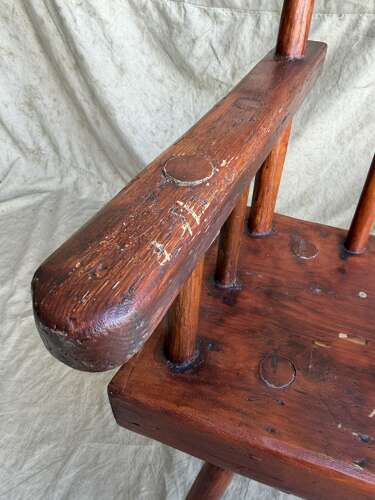 A rustic 1940s Irish vernacular pine famine hedge row chair